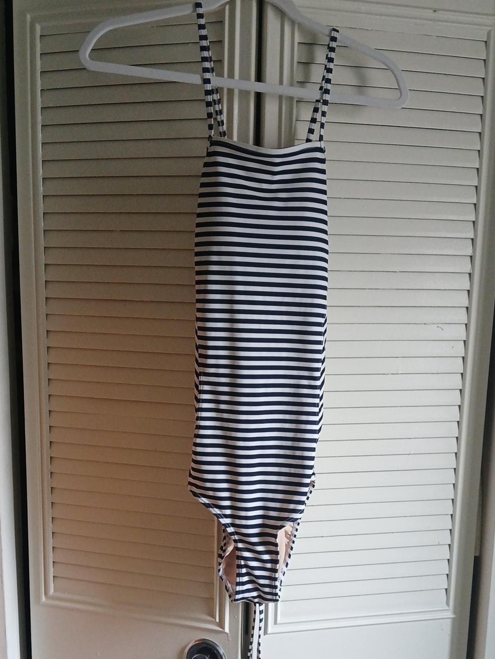 Striped Navy and White One-Piece Swimsuit